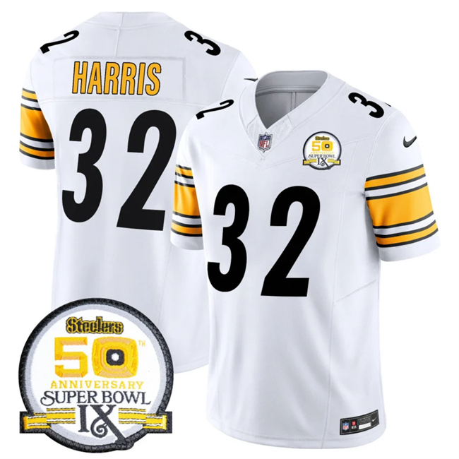 Men's Pittsburgh Steelers #32 Franco Harris White 2024 F.U.S.E. 50th Anniversary Of Super Bowl IX Alternate Vapor Untouchable Limited Football Stitched Jersey